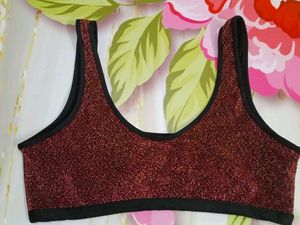 (1200)Sparkly Burgundy Crop Top