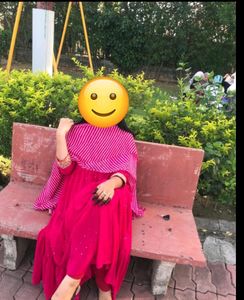 Beutiful Long Pink Kurti+Duppata