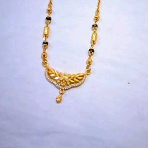 Gold Mangalsutra Necklace &amp; Earring Set