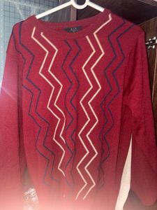 Burgundy Patterned Knit Sweater
