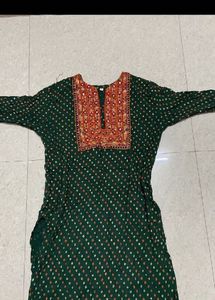 Green Embroidered Kurta