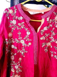 Partywear Deep Mehroom Colour Biba A Line Kurti