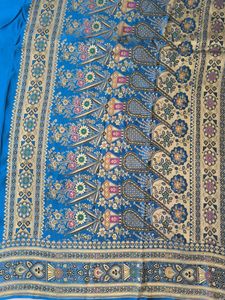 Pure Handloom Satin Silk Saree Blue Colour