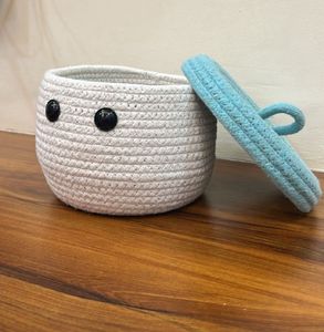 Cute Blue &amp; White Woven Basket