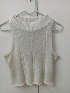 White Shimmer Sleeveless Top