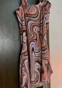 Abstract Print Cowl Neck Dress