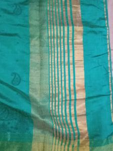 Shaded Green Saree With Stitched Blouse