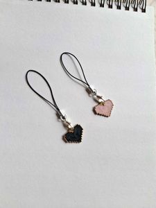 Pixel Heart Phone Charms