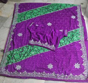 Beautiful Work Saree With Blouse ♥️