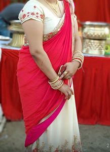 Half Net And Silk Saree