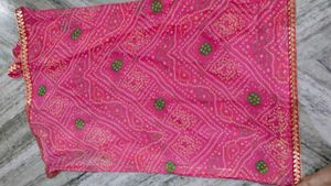 Pink Bandhani Saree