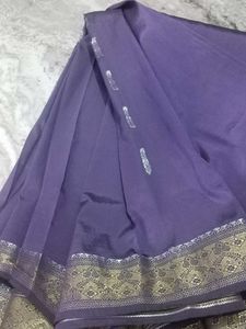 Purple Saree with Gold Border