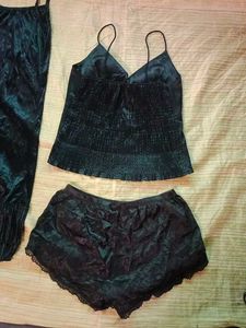 3 In 1 Vintage Sexy  Black Nighty Set