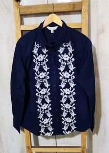 Elegant Embroidered Cotton Shirt size-40