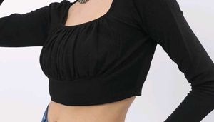 Black Square Neck Top