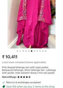 Pink Bollywood Dhoti Lehenga Sari With Jacket ✨