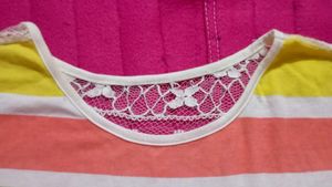 Striped Lace Crop Ti Shirt