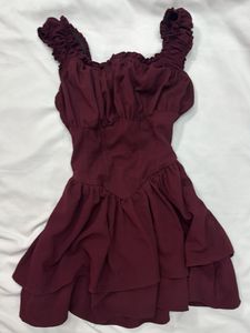 Burgundy Ruffle Mini Dress