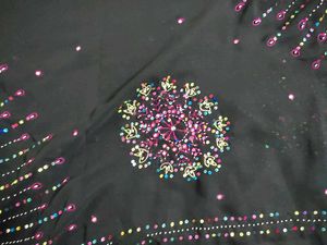 Black Embroidered Saari