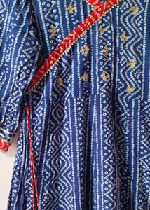 Blue Bandhini Anarkali Kurta