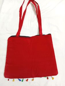 Red Coloured Embroidered Shoulder Bag