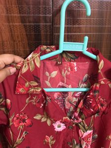 Maroon Floral Dress .