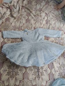 Baby Girl&#39;s Blue Fuzzy Dress