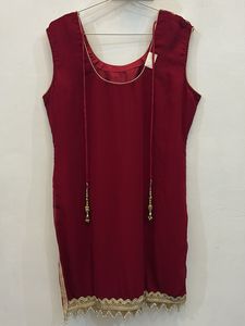 Maroon Embellished Kurta