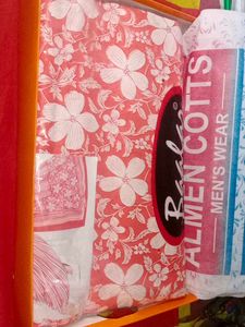 Cotton Branded Suit Set With Kamez And Dupatta