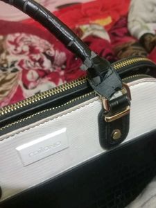 Milano Black &amp; White Satchel Bag