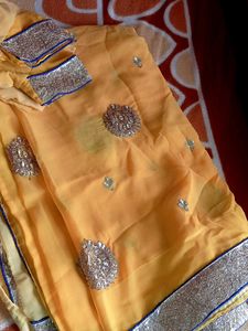 Ombre Effect Mustard Saree