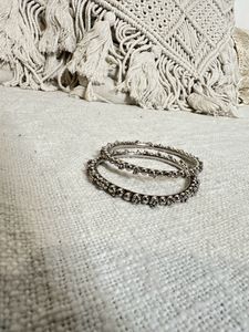 Silver Oxidised Metallic Bangles - Set Of 4