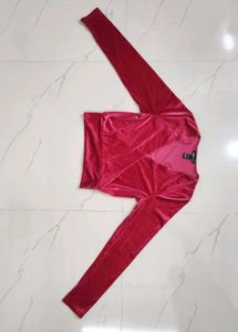 Burgundy Velvet Wrap Top