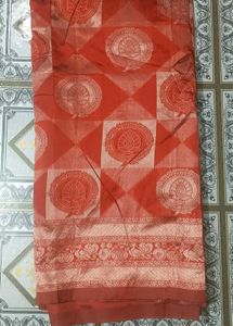 Elegant Red & Gold Sari with Intricate Design