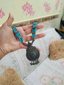 Blue Oxidised Necklace