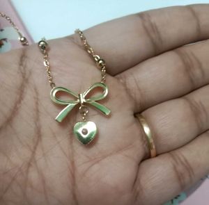 Bow With Heart Necklace
