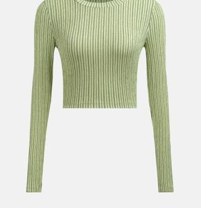Urbanic Striped Cropped Long Sleeves Backless T-s