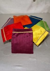 Set of 10 colorful Raw Silk potlis