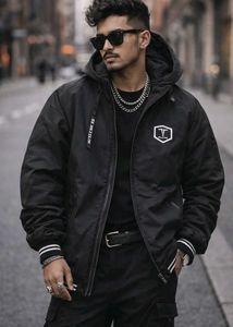 Men's Stylish Black Hooded Jacket