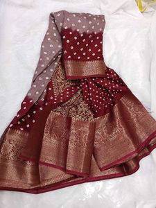 Beautiful Bandhani Akruti Manglam Silk Saree 💫 |