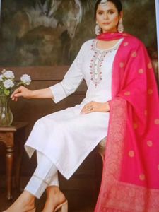 Elegant White Embroidered Kurta Set