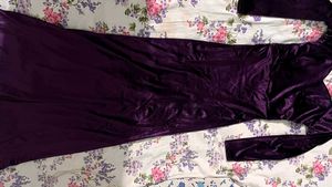 Purple Velvet Long Sleeve Maxi Dress