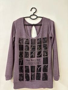 Purple Graphic Long Sleeve Top