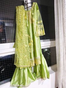 1 day SALE!!Lime Green Pakistani Suit garara