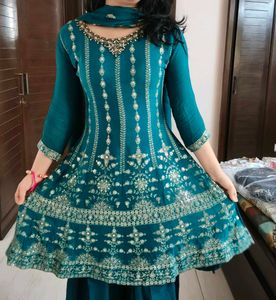 Women Green Silk Zari Embroidery Sharara Suit