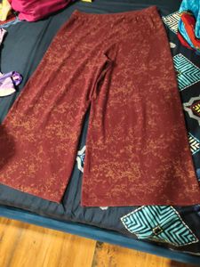 Patterned Wide Leg Pants