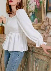 White Peplum Top