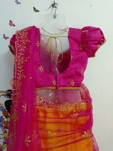 Pink Yellow Flowers Lehnga 🪄