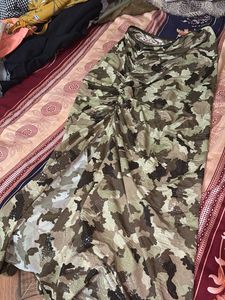 Camo Print Midi Skirt