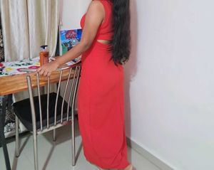 Red Bodycon Maxi Dress with Slit